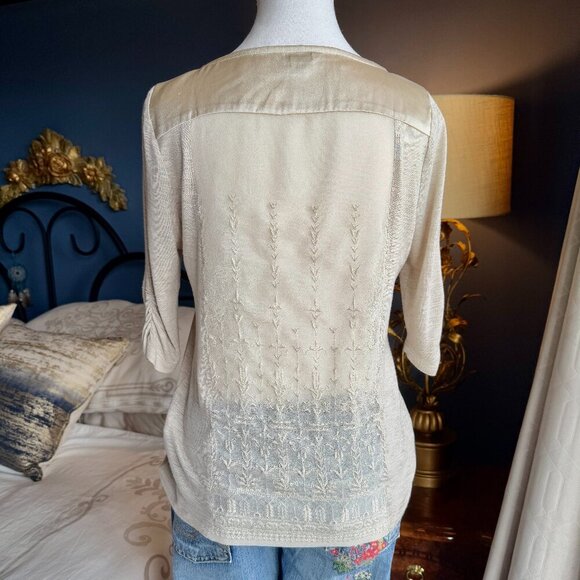 Lucky Brand Cream  Chiffon Embroidered Shirt - Picture 7 of 10